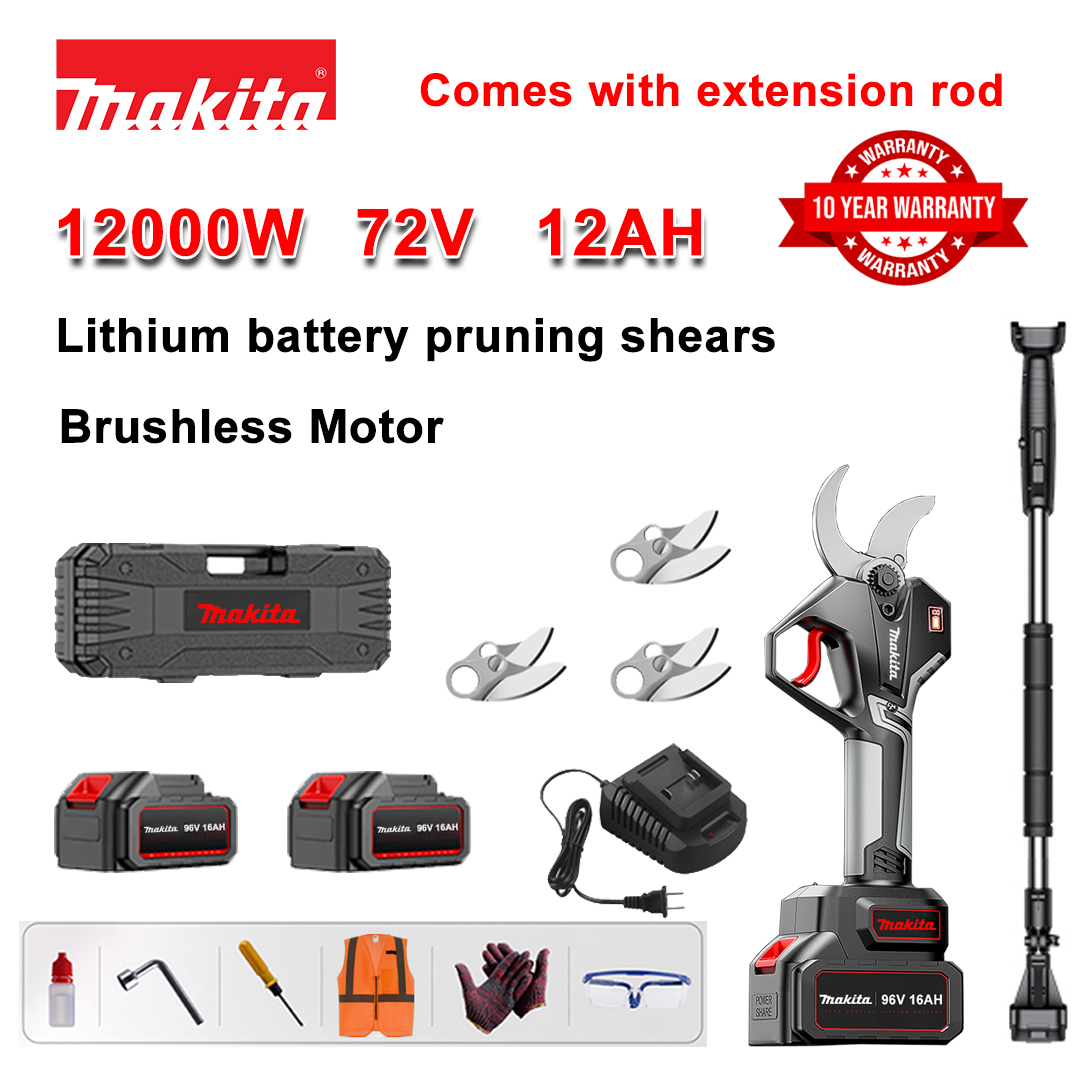 [Prailginimo strypas 1,5–5 m] 12000 W ličio baterijos bešepetėlinės genėjimo žirklės + 78 V 12 Ah baterija * 2 + SK9 lydinio peiliukai * 3 + įkroviklis + LED maitinimo ekranas + įrankių dėžė + tepimo alyva + apsauginiai akiniai + 10 metų garantija
