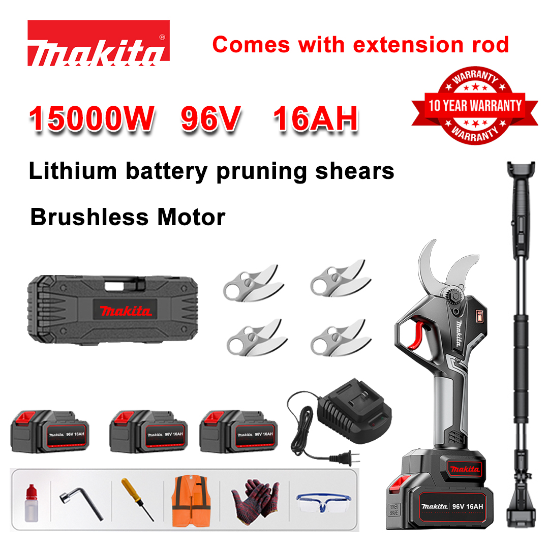 [Prailginimo strypas 1,5–5 m] 15000 W ličio baterijos bešepetėlinės genėjimo žirklės + 96 V 16 Ah baterija * 3 + SK9 lydinio peiliukai * 4 + įkroviklis + LED maitinimo ekranas + įrankių dėžė + tepimo alyva + apsauginiai akiniai + 10 metų garantija